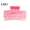 Strong Hold Hair Claw Anti-slip Teeth Leopard Heart Print Clip Pink Series Women Medium Size Back Head Shark Grip Accessory Multiple Colors