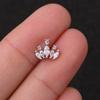 Stainless Steel Lip Ring Threaded Leaf Piercing Jewelry Micro Paved Zircon Minimalist Design