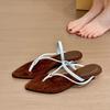 2025 New Summer Women's Cross-Strap Open Toe Flip Flop Sandals Pointed Thong Beach Slippers Casual Sole Shoes Fashion Sandals