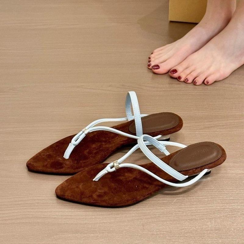 2025 New Summer Women's Cross-Strap Open Toe Flip Flop Sandals Pointed Thong Beach Slippers Casual Sole Shoes Fashion Sandals