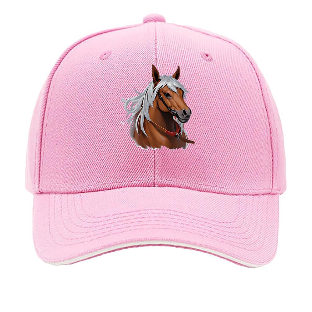 Brown Horse White Unisexe Wall Art Hip Hop Hat Fashion Outdoor Sports Sandwich Baseball Cap