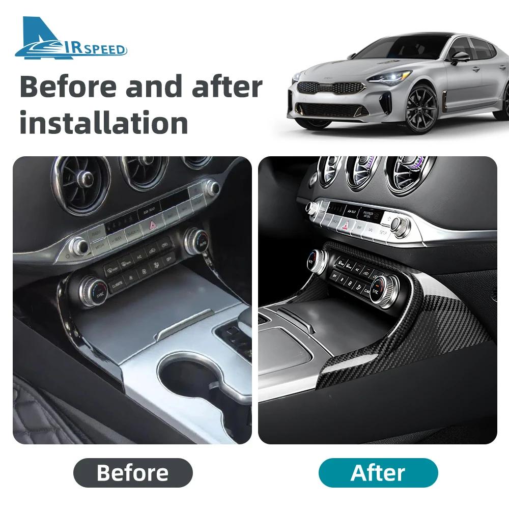 Real Hard Carbon Fiber Cover For Kia Stinger 2018 2019 2020 2021 2022 2023 LHD Car Central AC Frame Interior Trim Accessories