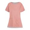 Casual Protective Top Work Uniform Open Hem Pocket Neck Round Solid Color for Women