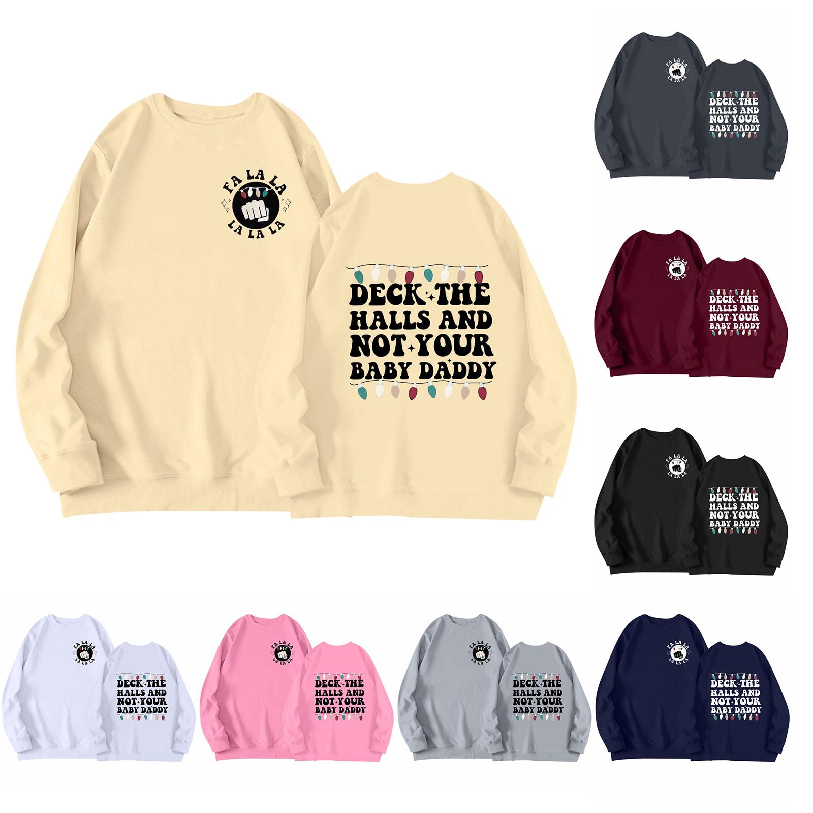 

Женская мода повседневная толстовка с длинным рукавом с буквенным принтом и круглым вырезом