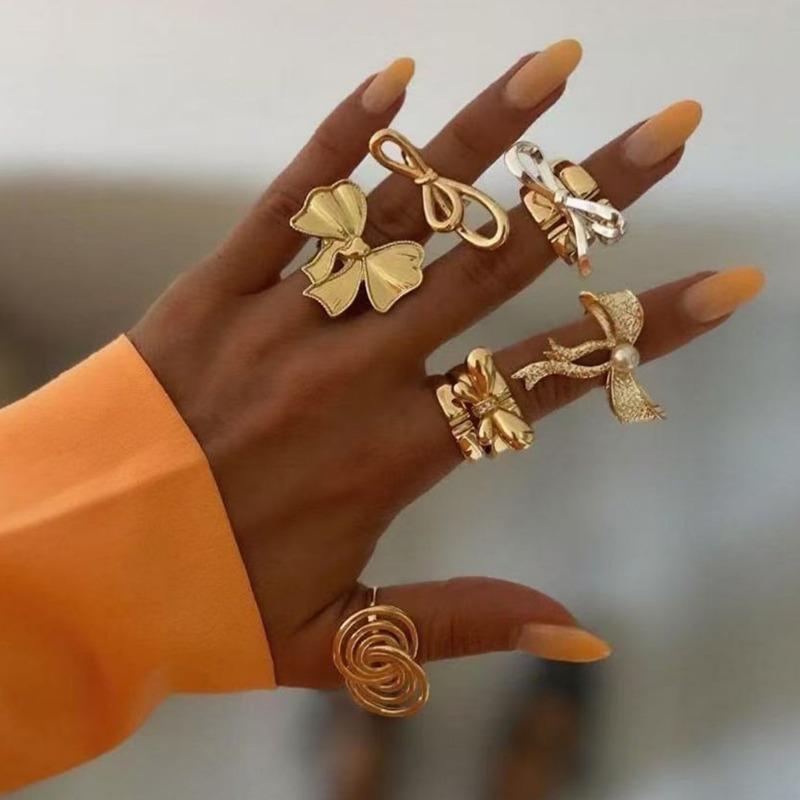 

Модное кольцо с трехмерным бантом в стиле легкой роскоши, нишевое геометрическое полое кольцо для фаланги, покрытие для женщин