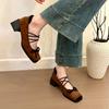 Suding Family, Medieval School, Korean Version of Retro Suede Bow Mary Jane Shoes Women's Spring Versatile Thick Heel Single Shoes