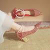 Beautiful Pointed Buckle Spring New High-heeled Women's Shoes Thick Heel Xiuhe Wedding Shoes Bridesmaid Large Size Women's Shoes