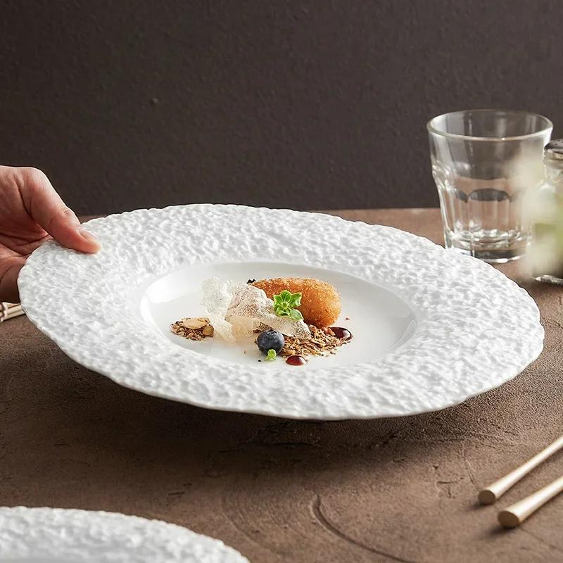 Ceramic Plates, Plates, High-grade, Luxury, White Western-style Steak, , Flat   Kitchen Plates Sets