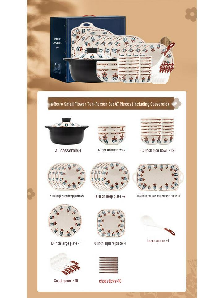 Modellanka Vintage Floral Ceramic Dinnerware Set