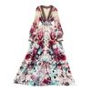 Palace Style Elegant Slim Looking Dress Printed Mesh