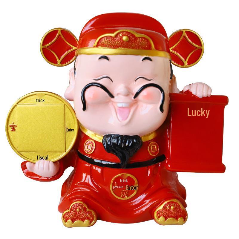 2025 God of Wealth Resin Buddha Statue: Cashier Desk Ornament for Attracting Prosperity