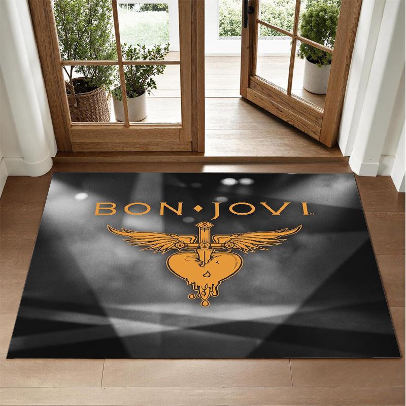 Bon Jovi Design Crystal Velvet Rug Soft Decorative Mat for Bedroom Entrance