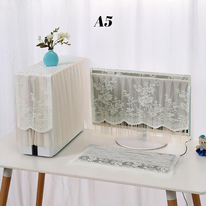 3PCS European Lace Desktop Computer Dust Cover Computer Cover 17 24 27inch LCD Monitor Protective Cover Keyboard Dustproof Cover