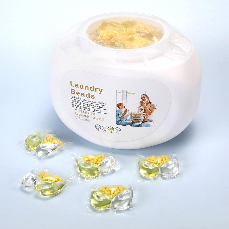 3-in-1 Laundry Capsules: Long-Lasting Fragrance, Highly Concentrated Detergent, Powerful Stain Removal, Three-Chamber Beads.