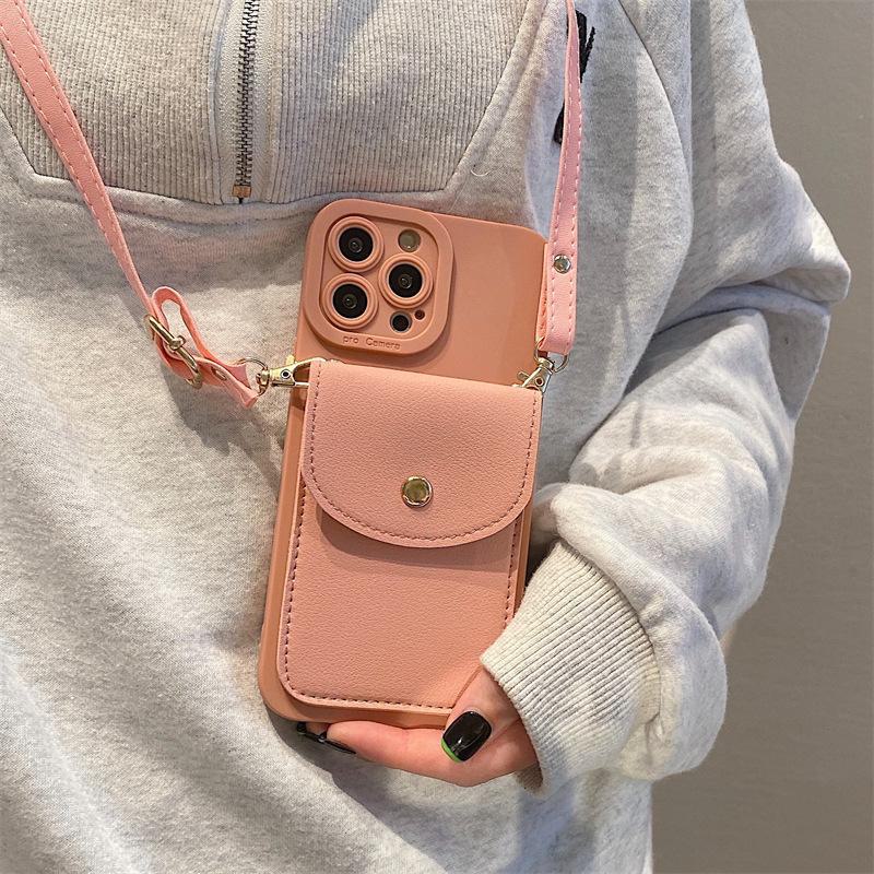 "Anti-Fall Crossbody Lanyard Case with Card Holder for iPhone 13 Pro Max and iPhone 12"