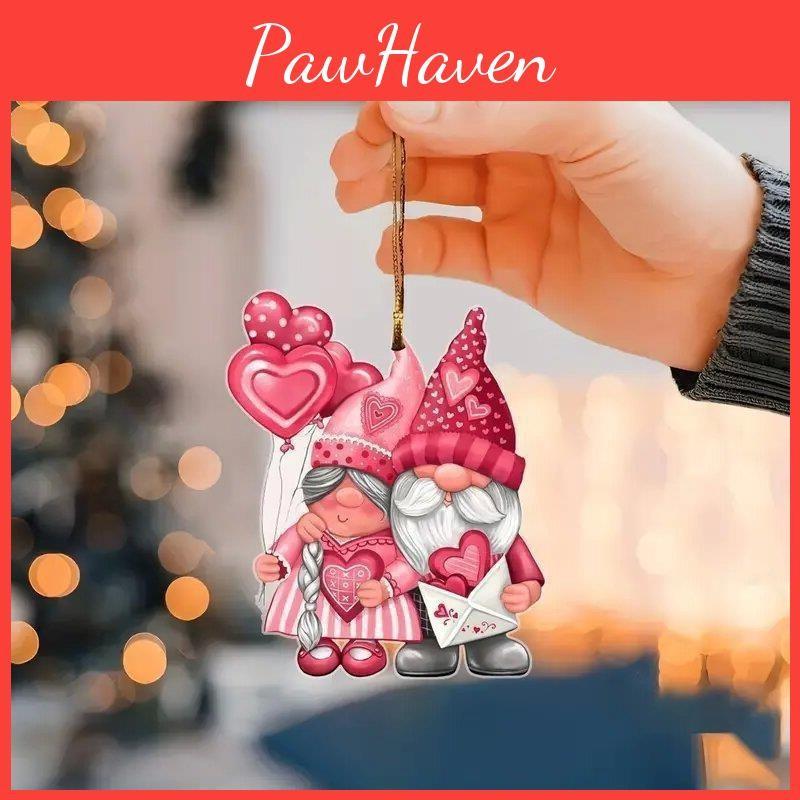 Pink Christmas Santa Claus Acrylic Flat Surface Car Pendant For Vehicle Interior