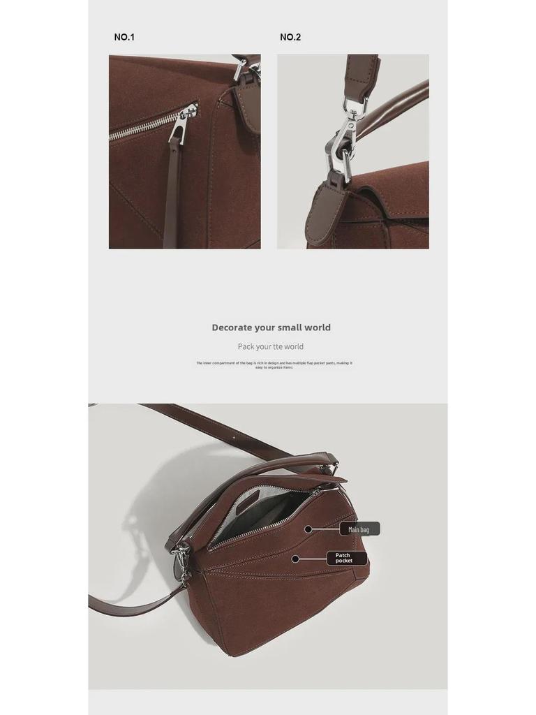 2025 Spring/Summer Women's Mini Geometric Soft Leather Pillow Shoulder Bag - Spliced Diamond Design