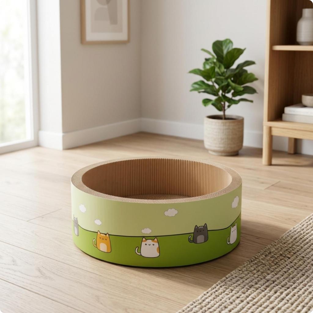 Cat Scratcher Bed BowlShaped Scratching Lounge Corrugated Cardboard for Cats, Kittens,