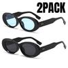 2PACK Versatile Fashion Sunglasses New Oval Frame Sun Glasses Retro Small Frame Eyeglasses Y2K Street Po Glasses Female