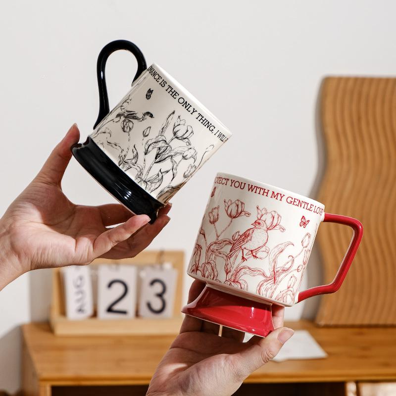 Retro Ceramic Mug Couple Cup Home Office Water Cup Coffee Cup Girls Gift Holiday Souvenir
