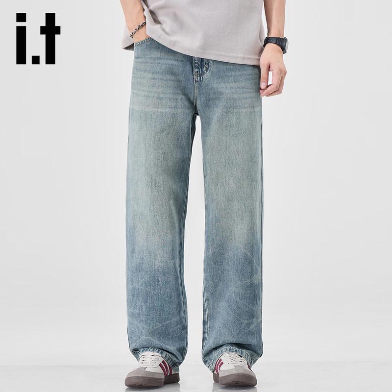 izzue it Men's Loose Straight-Leg Jeans