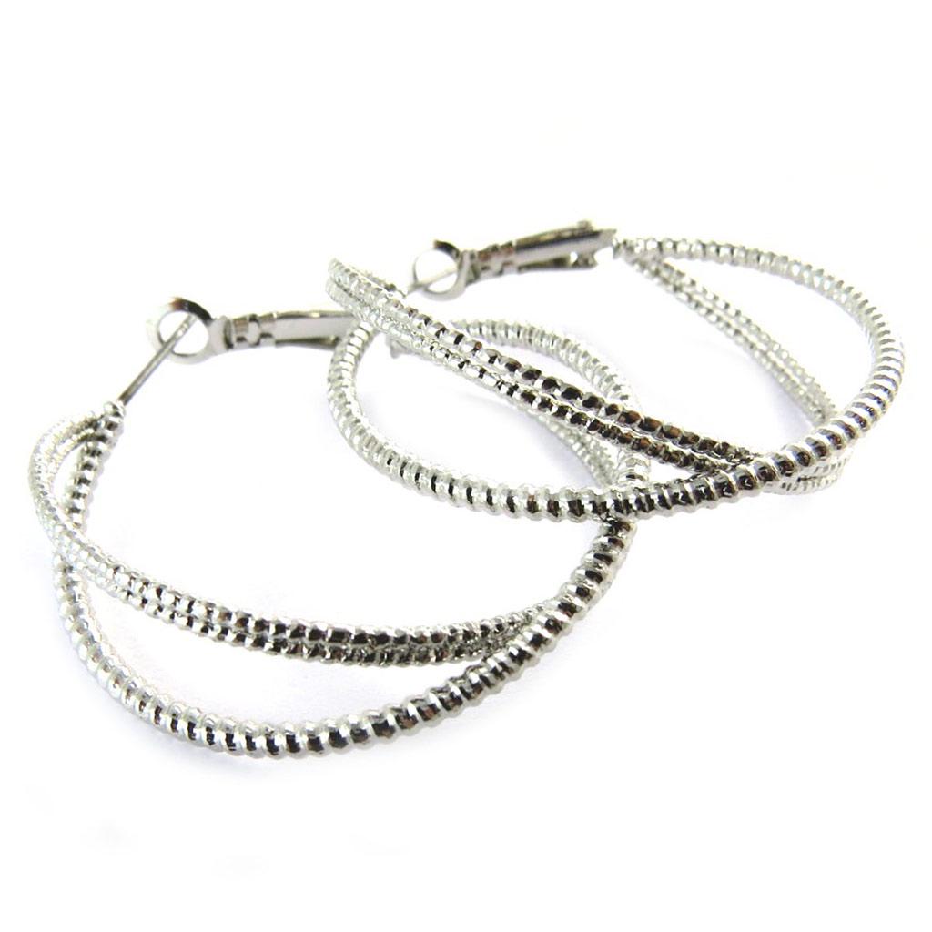 Les Trésors De Lily [N6289] - Silver 'Choréographie' Hoop Earrings Ø 40 Mm 15 Mm