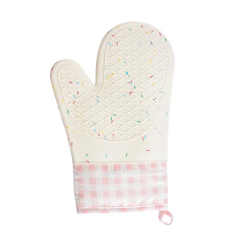 In Stock Color Dot Diamond Pattern Heat-Resistant Silicone Oven Mitts