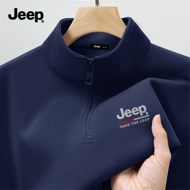 

JEEP Men s Heavyweight Half-Zip Stand-Collar Pullover Sweatshirt L