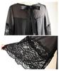 Lace Point Sheer Tunic with Back Ribbon Top Short Sleeve Lace Flared Layered Look Black Free Size Black - Women's - Sleeves, Sleeves, - -