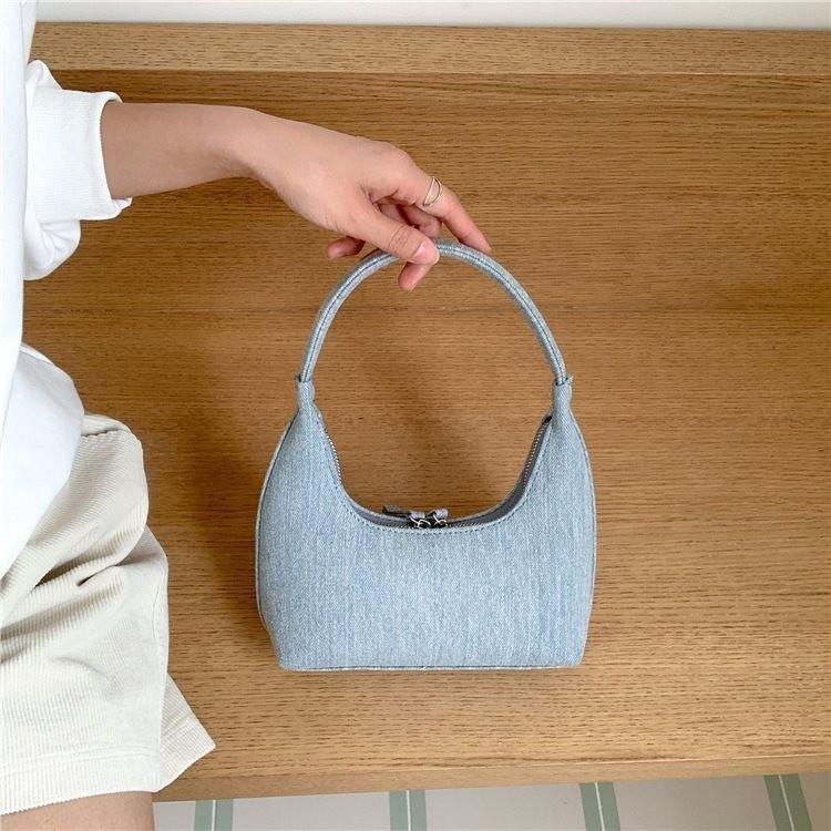 Elegant 2023 New Korean Style Moon Handbag Chic Denim Tote Bag For Women