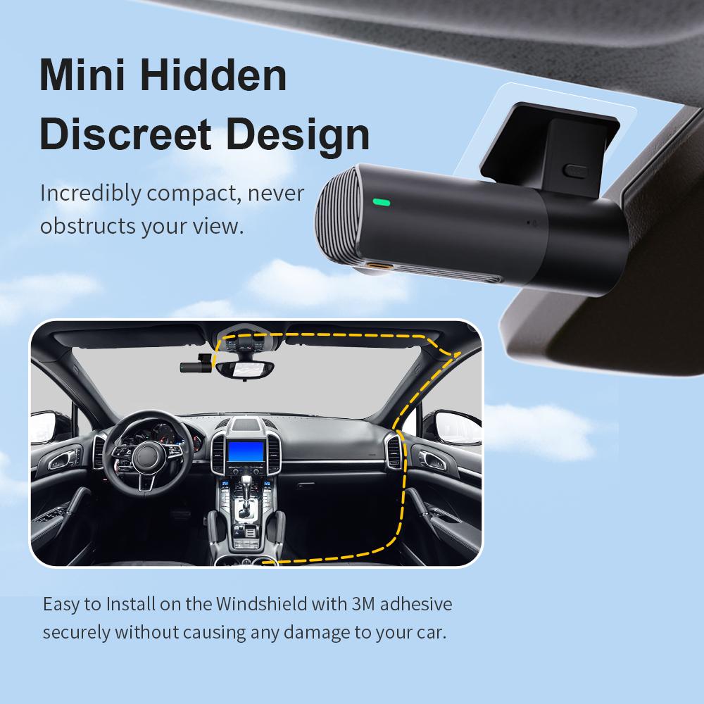 KAWA Dashcam Vorne 1296P, Sprachsteuerung, WiFi Dashcam mit WDR Nachtsicht, 360° drehbarer Körper, 145° Weitwinkel, G-Sensor, D5