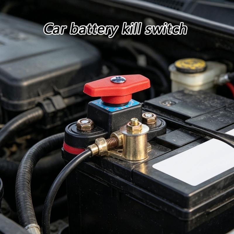 Car Battery Disconnect Control with Cutoff Knob and Wrench, Metal Terminal Hardware for Long Term Parking, Maintenance and Battery Power Disconnect