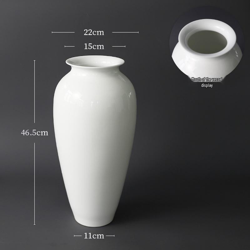 Thin-Walled Translucent White Ceramic Vase, Zen Style, Antique Chinese Plum Blossom Ornament for Living Room Decor.
