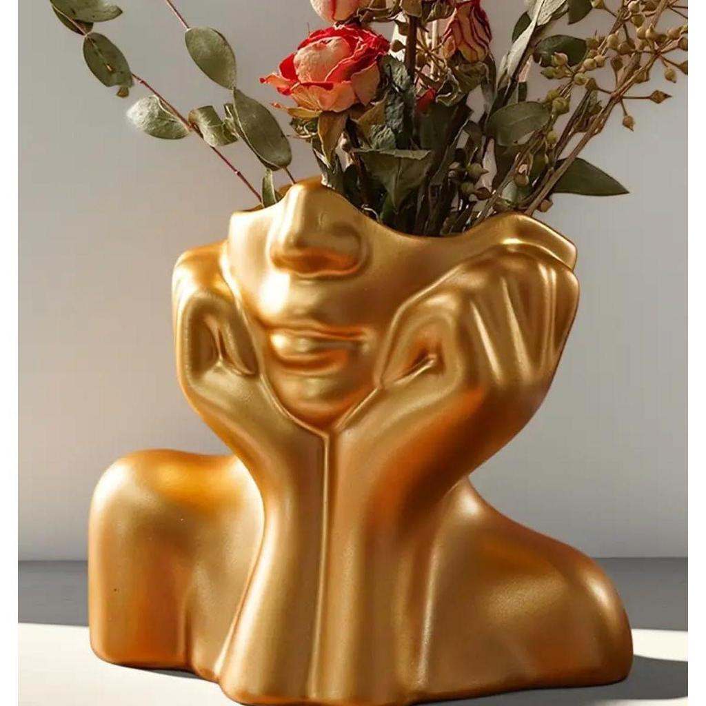 1 Pcs Vase for Home Decor, Living Room, Office, Bedroom,Centre Table,Ceramic Look Unbreakable Showpiece Flower Pot for Decorations