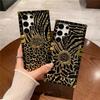Feather Leopard Print Ring Cover Plating Phone Case For Samsung Galaxy S25FE S24 S23 A54 A51 A71 A52 A72 A82 A22 A20 A50 A70 A40 A60 A17 A26 M40 Flip7