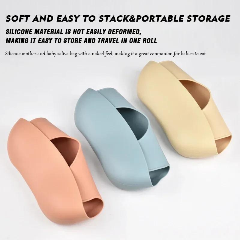 Baby Silikon Tablett Lätzchen Wasserdicht Weich 4-stufig Verstellbare Lätzchen Neugeborenes Essen Nahrung Isolieren Schmutz Füttern Speichel Tasche Kinder Sachen