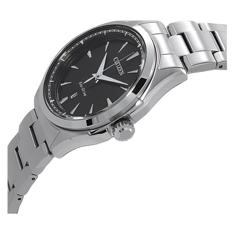 Citizen Waterproof 100 Meters Solar Quartz Steel Strap Men's Watch Black Dial AW1750-85E