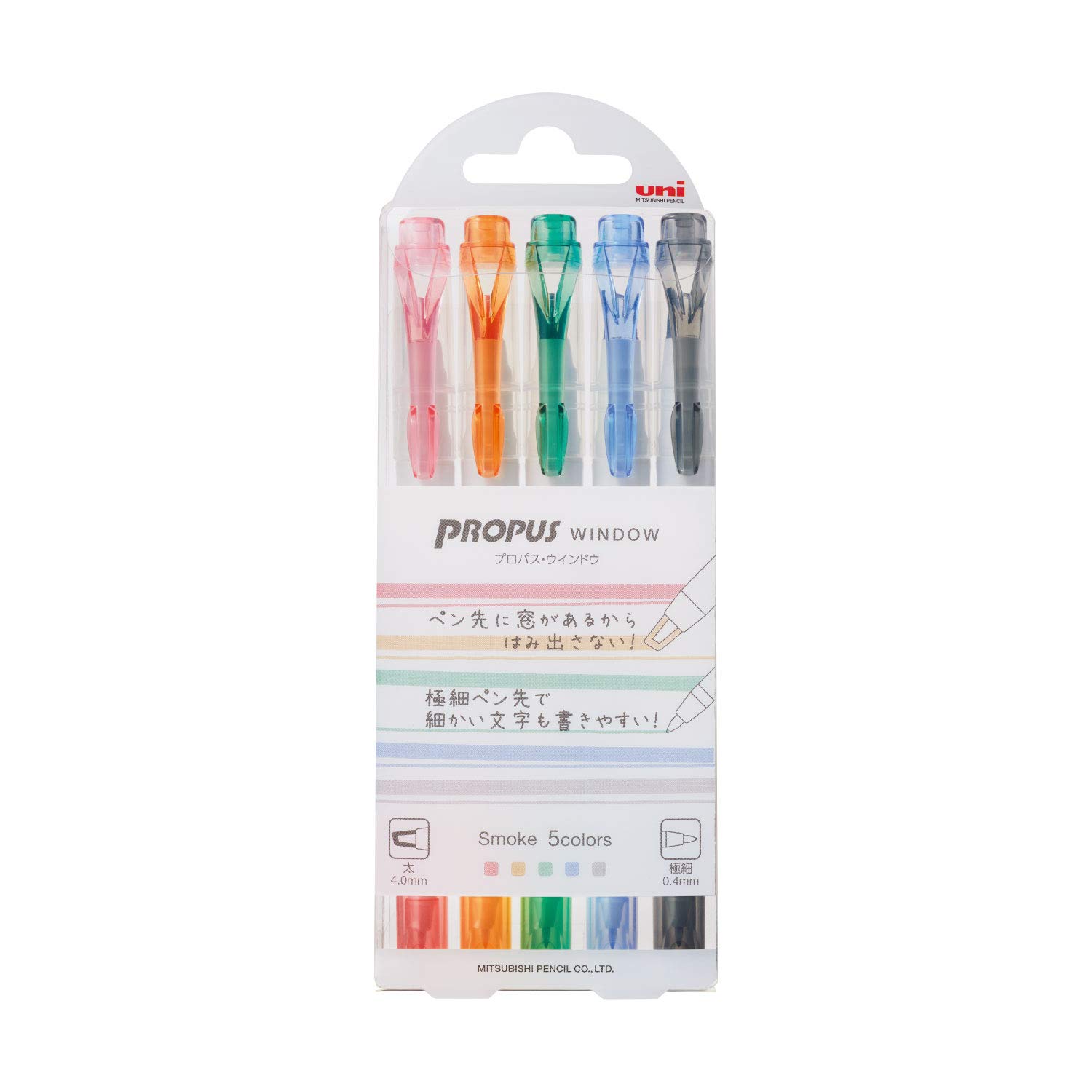 

Mitsubishi Pencil Color Marker Window Smoke 5 Colors PUS103T5C3 Pro-Pass