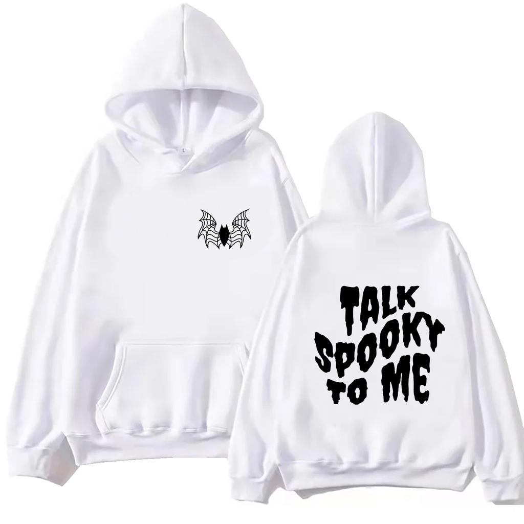 Talk Spooky To Me Halloween Spooky Hoodie Women and Man Printing Spring and Summer Halloween Party Casual Long Sleeve