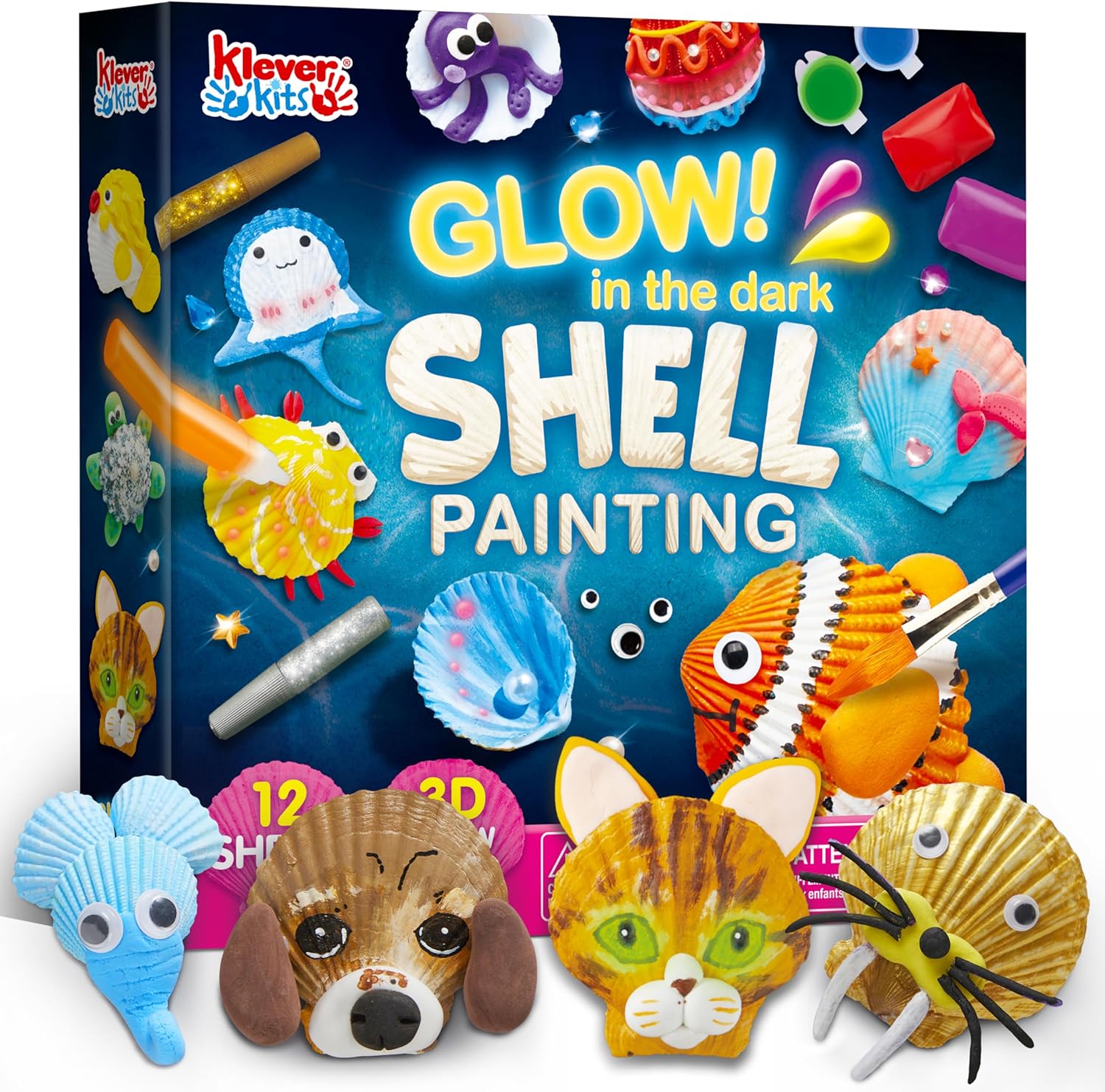 

JOYFY 12PCS Kids Sea Shell Painting Kit toy Glow in The Dark-Arts & Crafts for Boys Girls Ages 6+ Birthday Christmas Gift