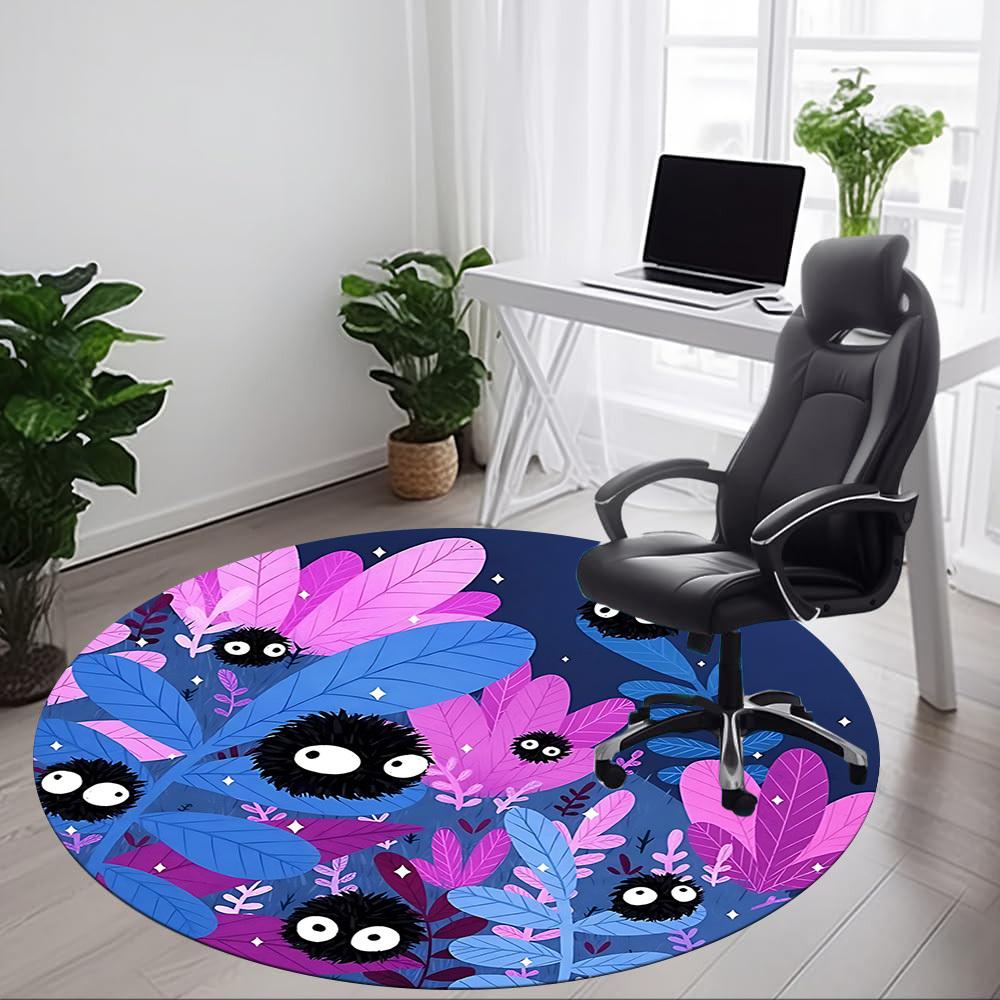 1 Stück Sprites Wald Büro Runder Teppich, Matte Geeignet für Büro, Unter Bürostühlen Schlafzimmer Wohnzimmer Heimdekoration, Raumdeko