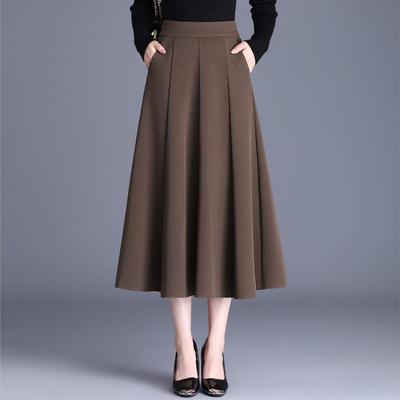 Drape Slim-fit Pleated Stitching Fashion A-line Large Skirt Autumn Long Commuter High-waisted Western Style Skirt