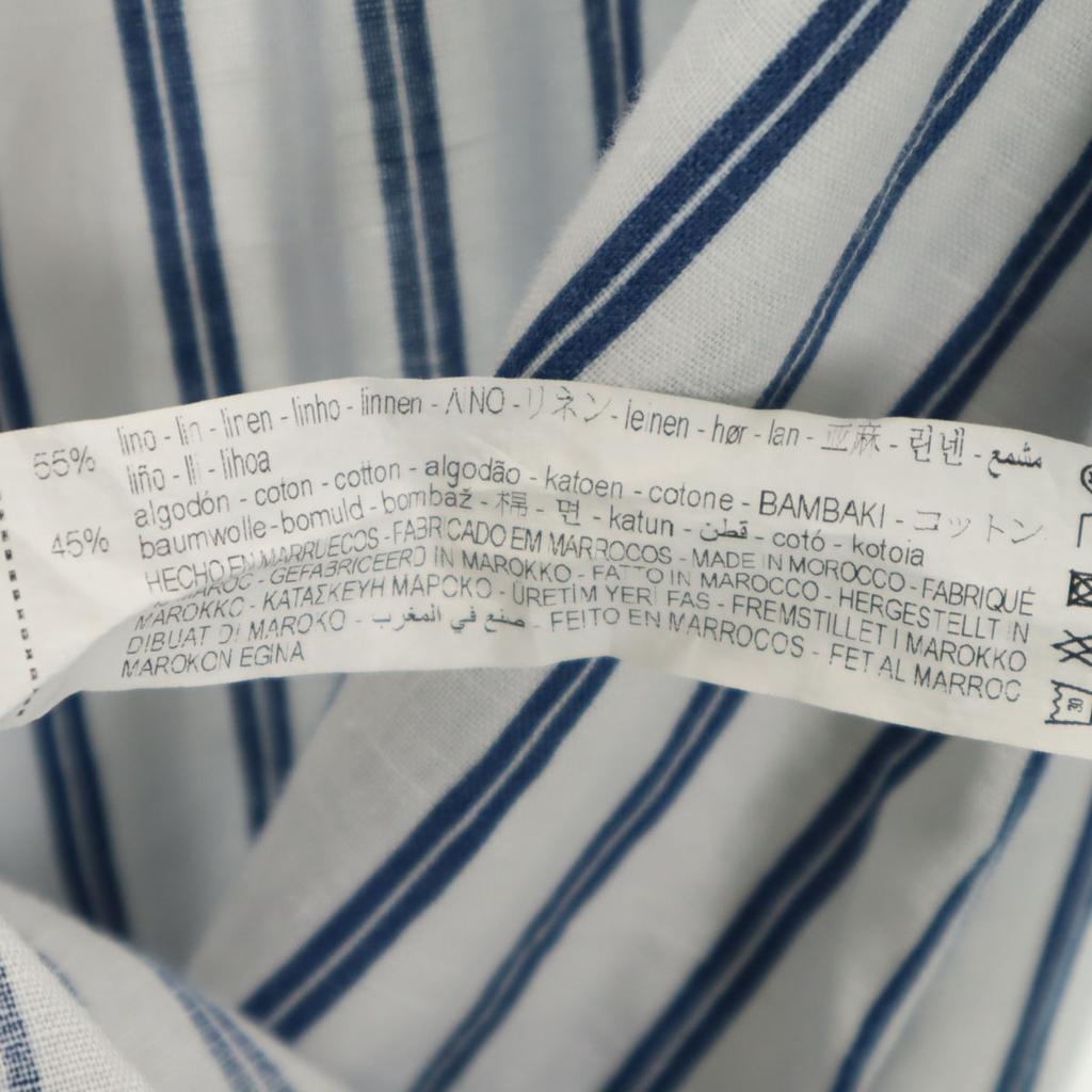 Zara Linen Blend Stripe Long Sleeve Skipper Long Shirt Dress XXL Women Used