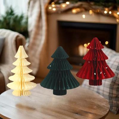 Large Christmas Tree Ornament 3D Honeycomb Ball Folding Paper Xmas Tree Navidad Decoraciones Desktop Hanging Xmas Decor