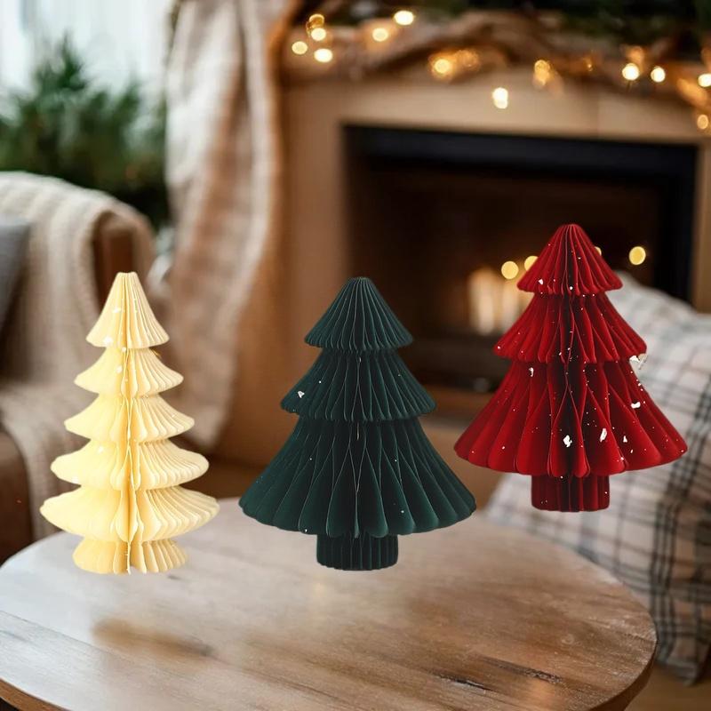 Large Christmas Tree Ornament 3D Honeycomb Ball Folding Paper Xmas Tree Navidad Decoraciones Desktop Hanging Xmas Decor
