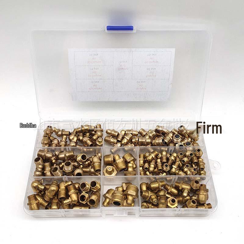 165-Piece Brass Grease Nipple Set - M6, M8, M10 Combination with Straight and Bent Oil Injection Cups