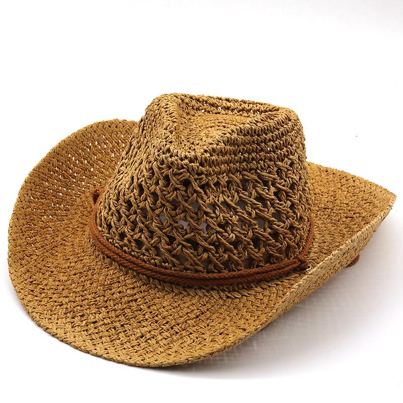 National Style Hollow Cowboy Hat Men's Hat Summer Beach Hat Western Cowboy