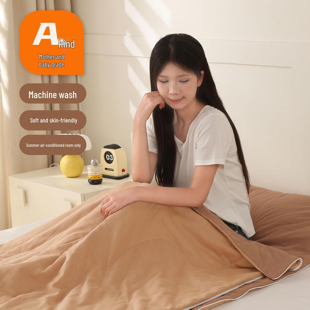 Haorunqi Cotton Gauze Sleeping Bag for Adults - Dual-Use, Portable, Ideal for Summer, Work, Travel, Camping.