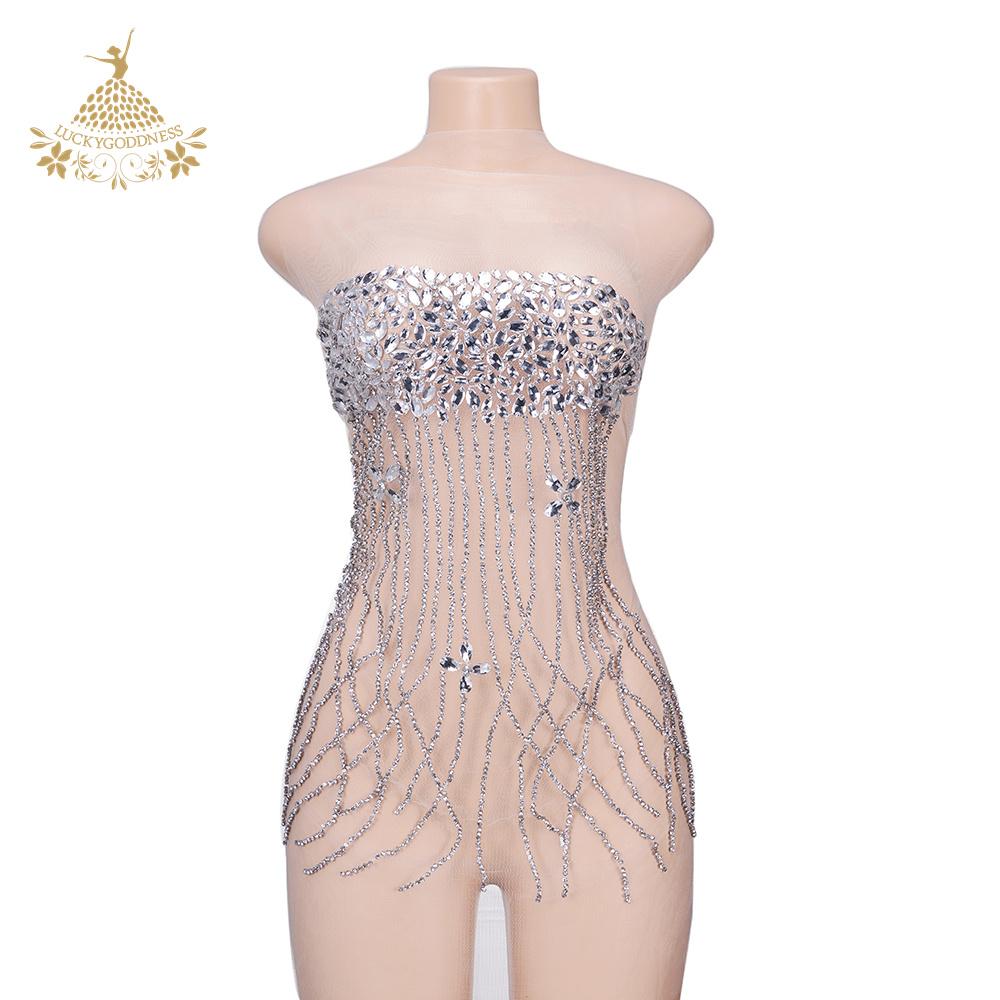 Handmade White Net Sew-on Crystal Beads Patches Rhinestones Applique In Flower Shape Dress Clothes Accessory-DRA-641