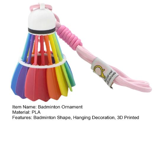 3D Printed Rainbow Badminton Ornament Hand-Assembled Badminton Keychain Backpack Hanging Decoration Bag Purse Charm Badminton Enthusiasts Gift